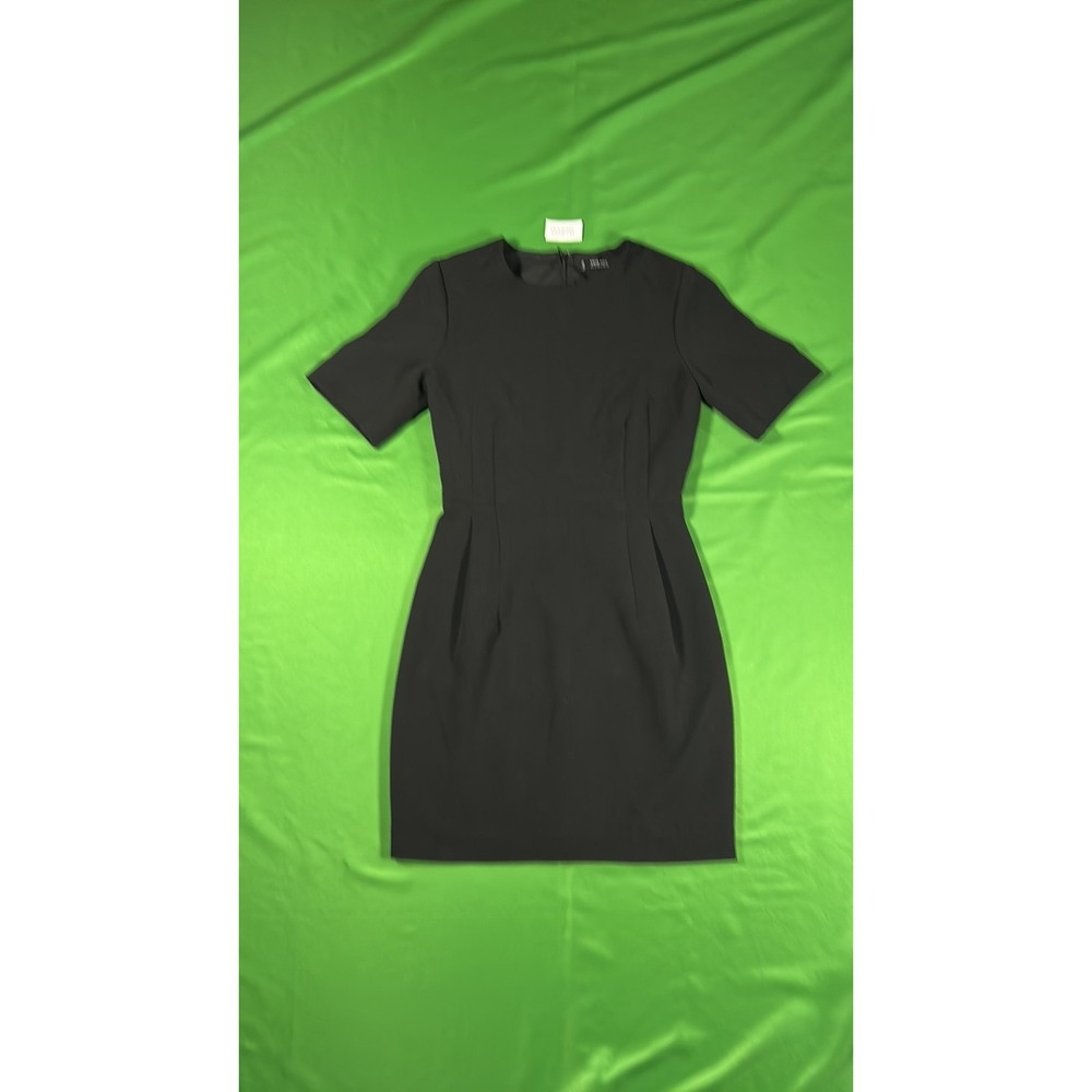 Mango Basics Black Short Sleeve Sheath Dress Size XS Minimalist LBD